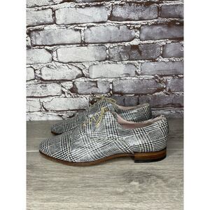 O'Quincy by Jan Palmen White Black Plaid Lace Up Oxfords Shoes Women 41EU/10.5US